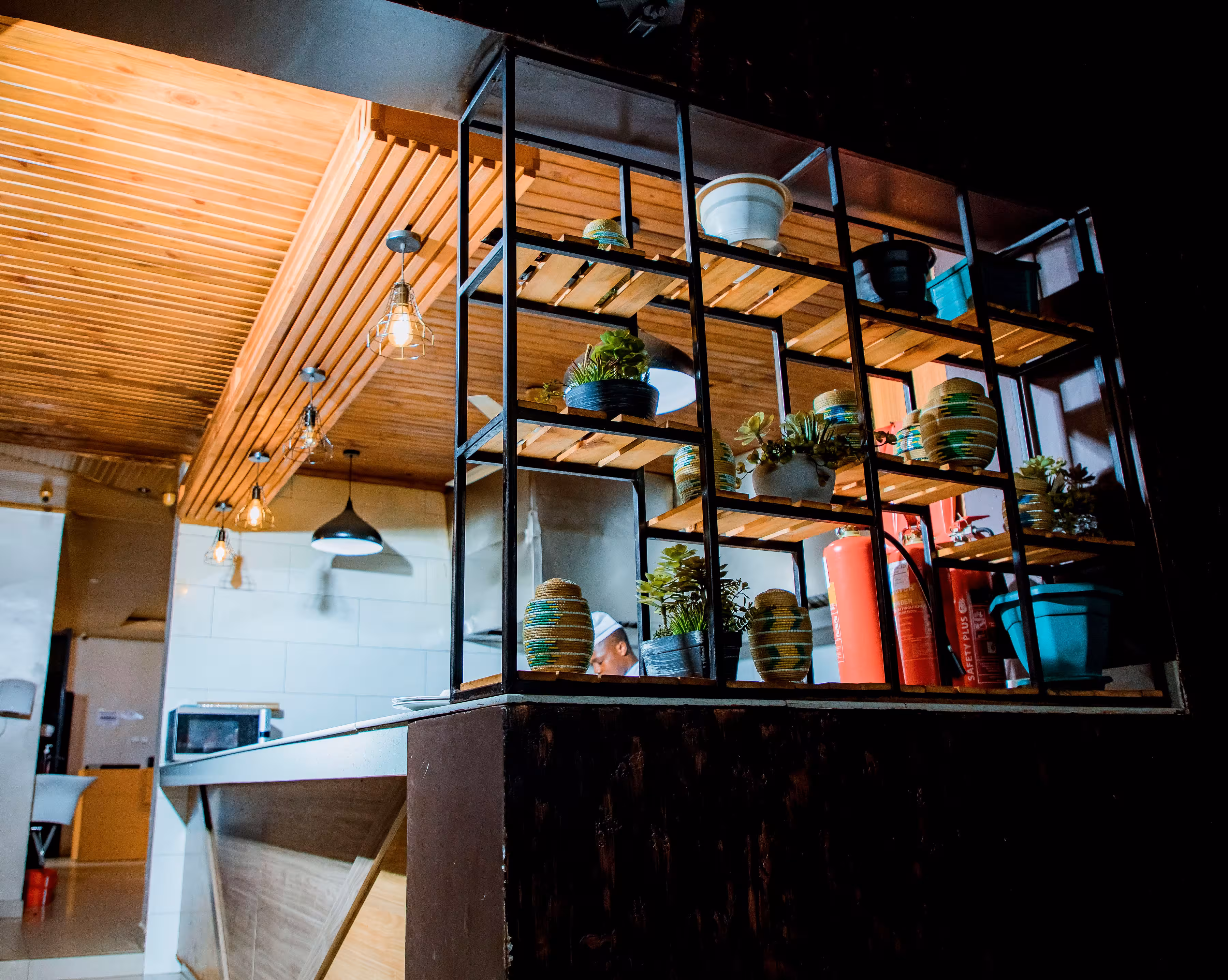 A premium coffee shop setting with warm drinks and modern styling.