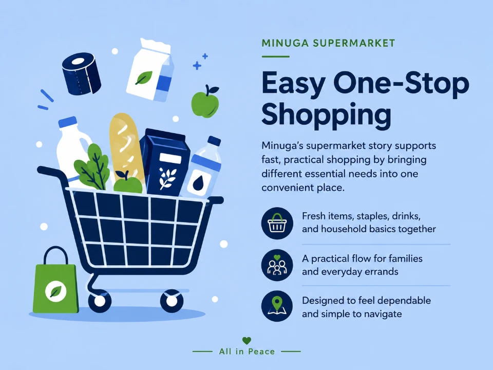 A practical one-stop supermarket arrangement with varied product sections.